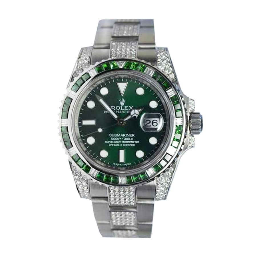 Rolex Submariner Hulk 116610LV Diamond Green Dial Iced Out 1:1 12A Super Clone