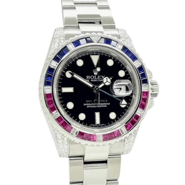 Gmt-master ii custom black diamond set dial 40mm