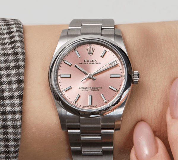 Oyster perpetual pink dial 28mm