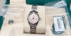 Oyster perpetual pink dial 28mm