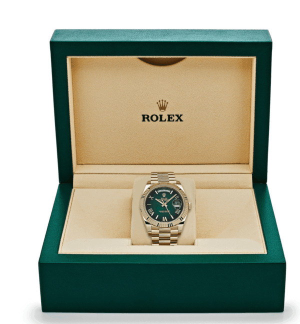 Day-date yellow gold green numeral dial 40mm