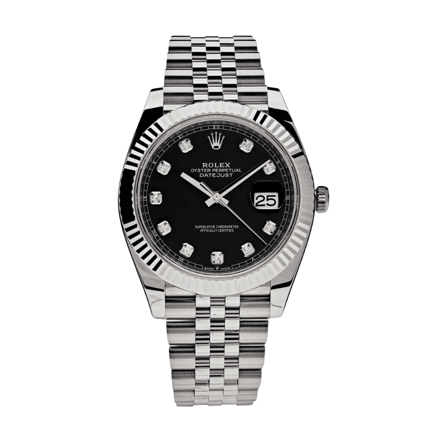 Date just black diamond dial 41mm