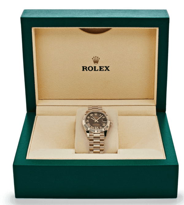 Date just ladies rose gold diamond chocolate dial 31mm