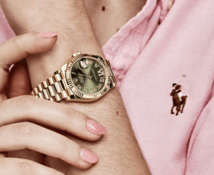 Date just ladies yellow gold diamond green dial 31mm