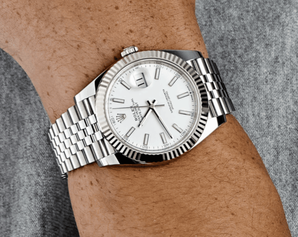Date just steel white dial 41mm