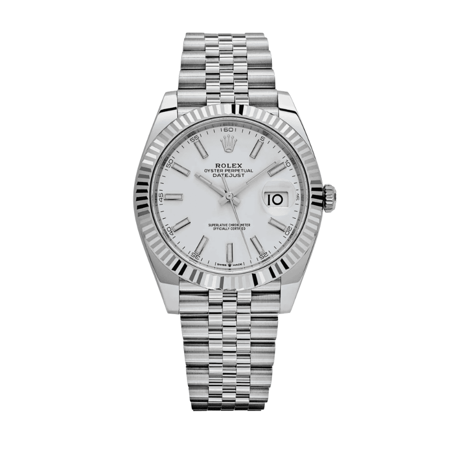 Date just steel white dial 41mm