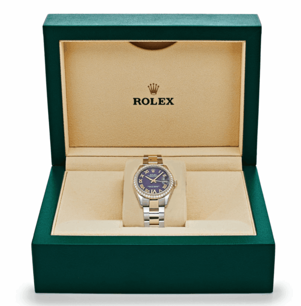 Date just ladies rose gold aubergine purple dial 31mm
