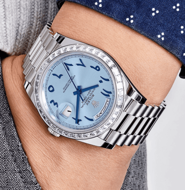 Day-date ice blue arabic dial diamond 40mm