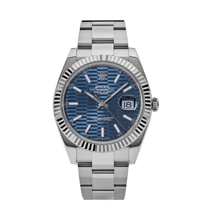Date just fluted motif blue dial oyster 41mm