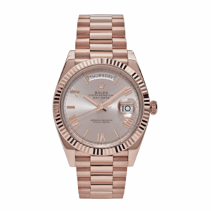 Day-date rose gold sundust roman dial 40mm