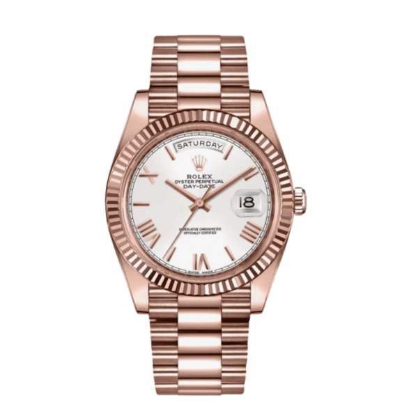 Day-date rose gold white roman dial 40mm