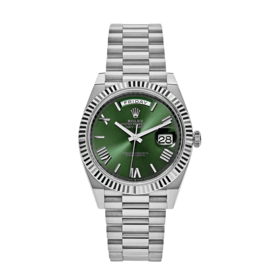 Day-date white gold olive dial 40mm