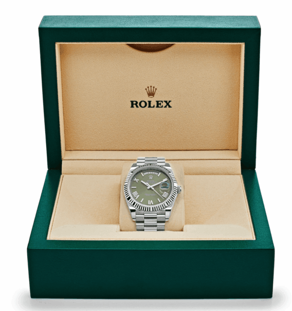 Day-date white gold olive dial 40mm