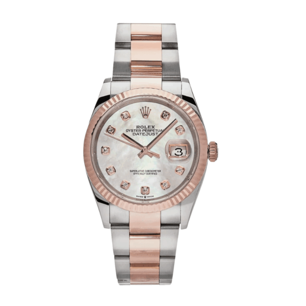 Date just rose gold mother of pearl diamond dial 36mm