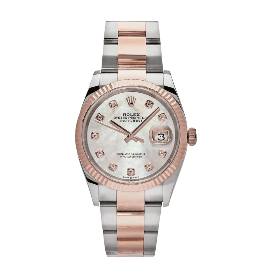 Date just rose gold mother of pearl diamond dial 36mm