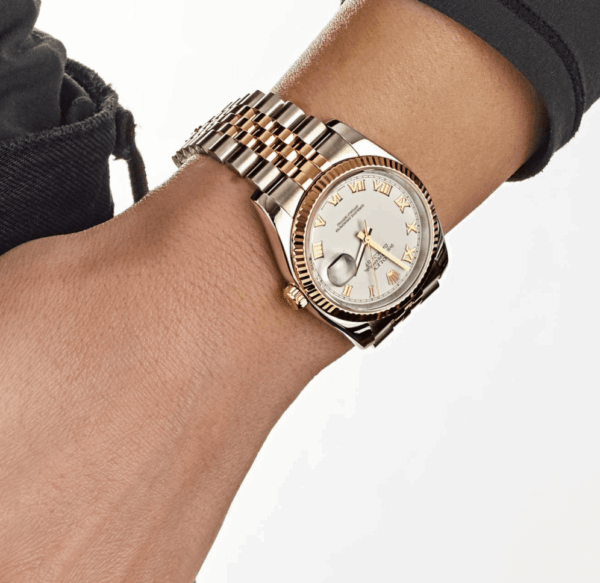 Date just yellow gold white roman dial 41mm