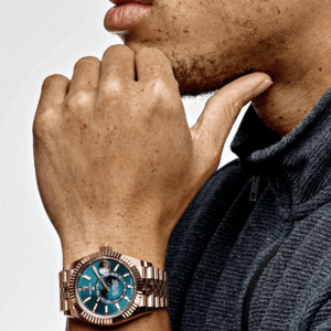 Sky-dweller gold blue dial jubilee 42mm