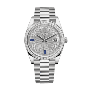 Day-date diamond paved sapphire dial 40mm