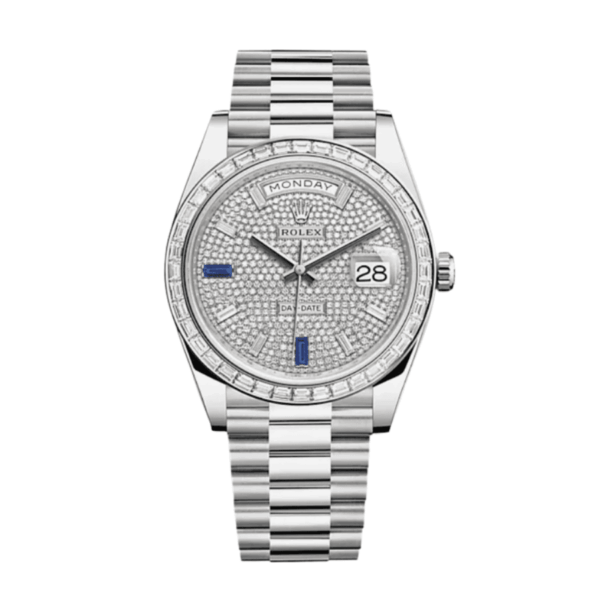Day-date diamond paved sapphire dial 40mm