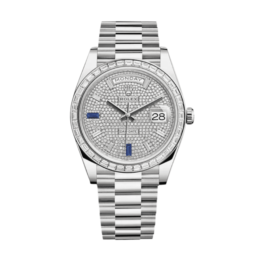 Day-date diamond paved sapphire dial 40mm