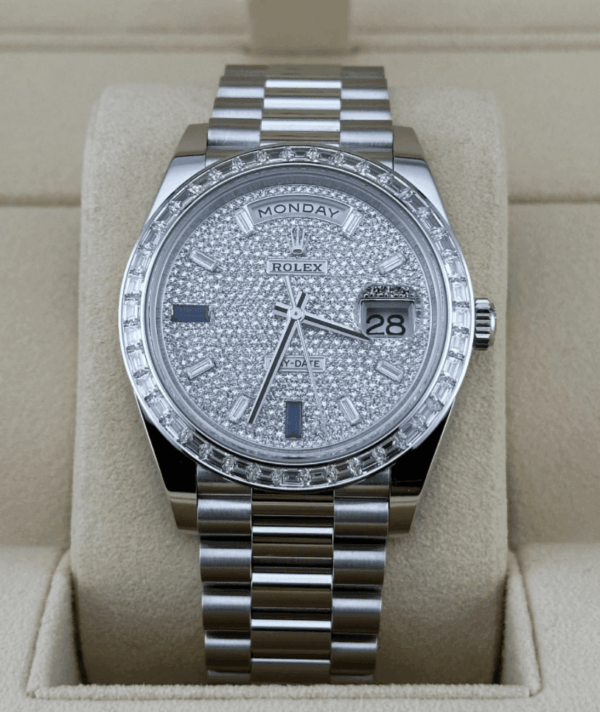 Day-date diamond paved sapphire dial 40mm