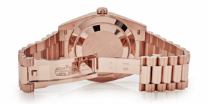 Day-date rose gold chocolate baguette diamond dial 40mm