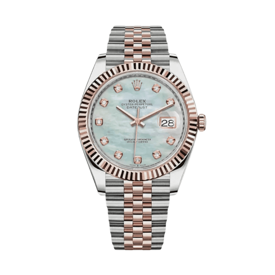 Date just rose gold mop diamond dial 41mm