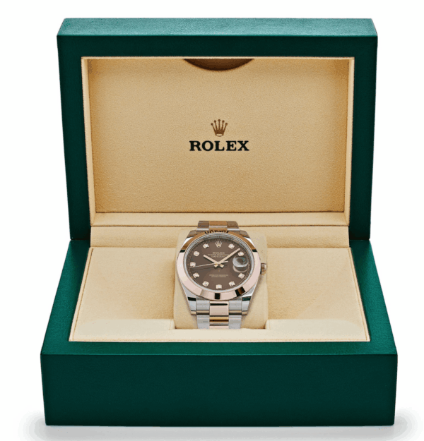 Date just rose gold chocolate diamond dial 41mm