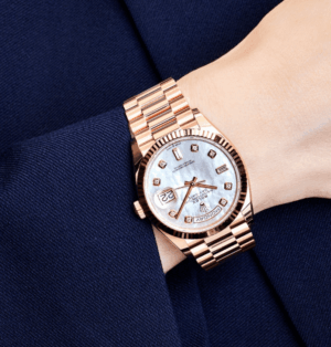 Day-date rose gold mother of pearl diamond dial 36mm