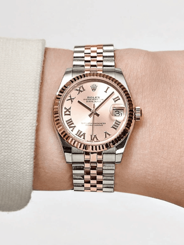 Date just ladies rose gold sundust dial 31mm