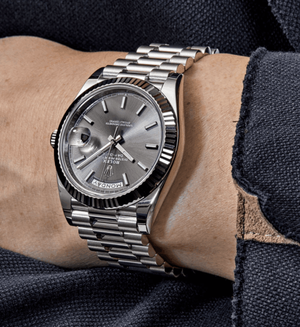 Day-date white gold rhodium grey dial 40mm