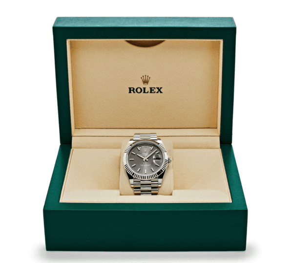 Day-date white gold rhodium grey dial 40mm