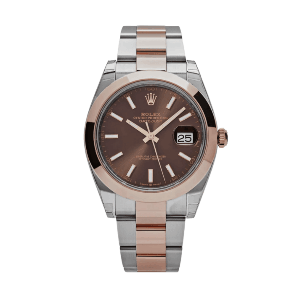 Date just rose gold chocolate dial 41mm