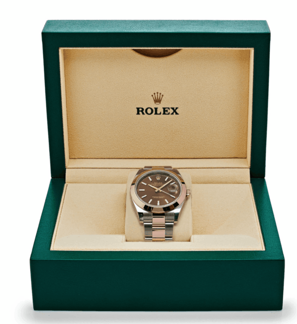 Date just rose gold chocolate dial 41mm