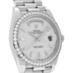 Day-date white gold meteorite