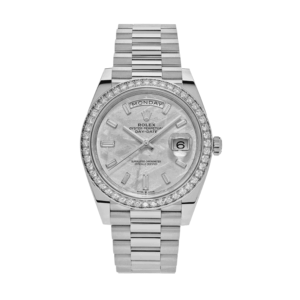 Day-date white gold meteorite