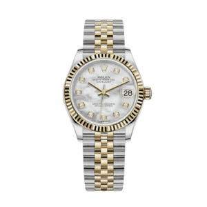 Date just ladies yellow gold mother of pearl diamond dial 31mm