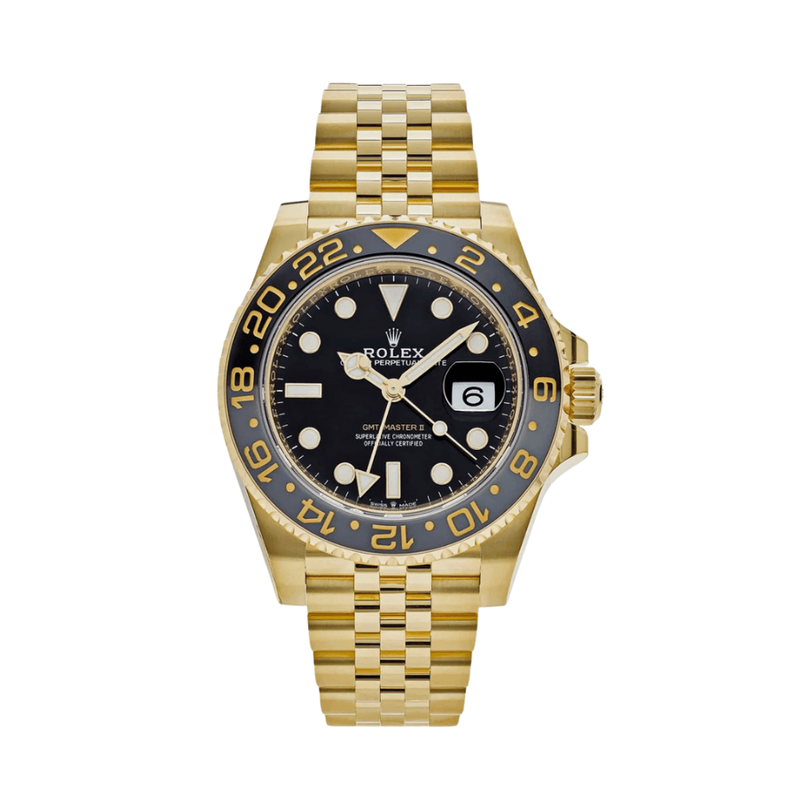 Gmt-master ii yellow gold black dial 40mm