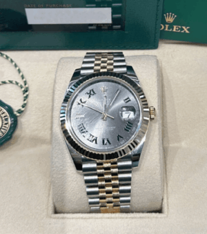 Date just wimblendon yellow gold slate dial 41mm