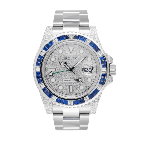 Gmt-master ii custom bezel diamond pave dial 40mm