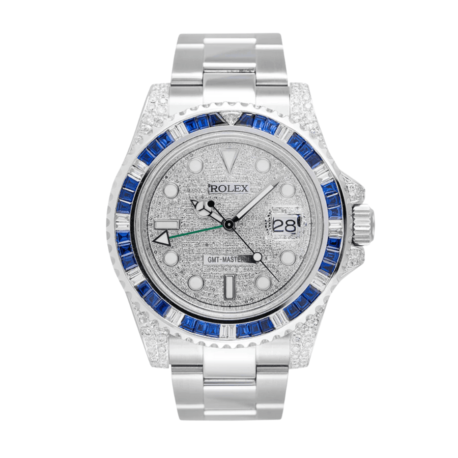 Gmt-master ii custom bezel diamond pave dial 40mm