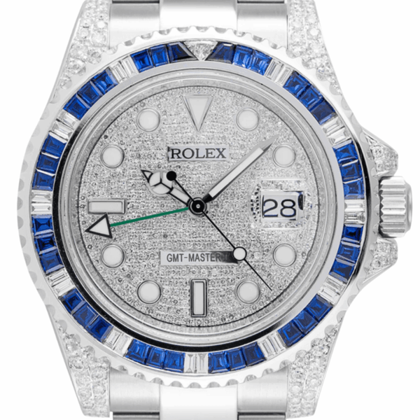 Gmt-master ii custom bezel diamond pave dial 40mm