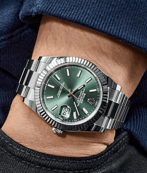 Date just mint green dial 41mm