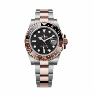 Gmt-master ii rose gold stainless black dial 40mm