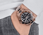 Gmt-master ii rose gold black dial 40mm