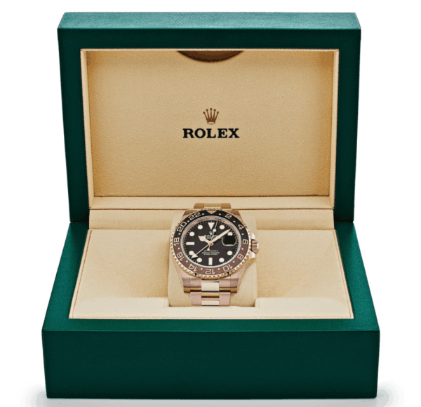 Gmt-master ii rose gold black dial 40mm