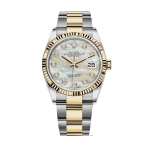 Date just yellow gold mother of pearl diamond dial 36mm