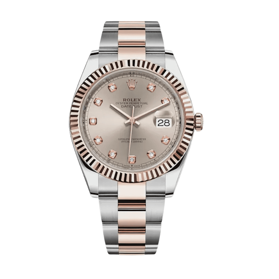 Date just rose gold sundust diamond dial 41mm