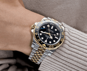Gmt-master ii yellow gold black dial 40mm