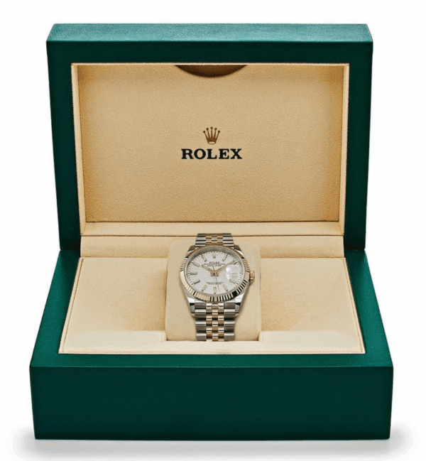 Date just rose gold silver fluted motif dial 36mm